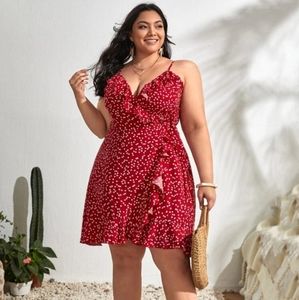 BN Allover Heart Print Tie Side Cami Wrap Dress 2X